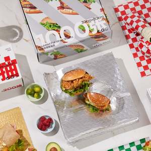 Papier d'emballage en papier nid d'abeille en aluminium avec logo personnalisé, qualité alimentaire, résistant à l'huile, recyclable, pour la charcuterie, les hamburgers et les plats à emporter, écologique - Product Image 2