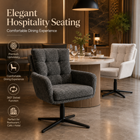 Moderner Drehbarer Esszimmerstuhl Bouclé-Polsterung Gesteppt Hohe Rückenlehne 360 Grad Drehbar Metall-Sternfuß Restaurant Hotel Café