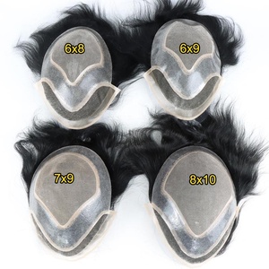 Sistema di Parrucchino in <span class=keywords><strong>Capelli</strong></span> Indiani Remy per Uomo, <span class=keywords><strong>Toupet</strong></span> Fatto a Mano con Base Mono Saldato e Pelle Sintetica - Product Image 1
