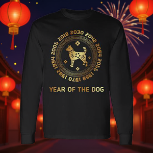 Camiseta de manga larga del año del perro del zodíaco chino 2030, diseño de horóscopo de astrología del Año Nuevo Lunar - Product Image 3
