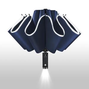 <span class=keywords><strong>Parapluie</strong></span> de voyage réfléchissant de sécurité coupe-vent de 42 pouces, pliable <span class=keywords><strong>à</strong></span> <span class=keywords><strong>l</strong></span>'<span class=keywords><strong>envers</strong></span>, pour hôtels, <span class=keywords><strong>parapluie</strong></span> automatique inversé avec logo LED - Product Image 1
