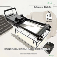 Reformer de Pilates pliable en alliage d'aluminium commercial, réglable et portable, pour usage en salle de sport et à domicile, équipement de fitness, personnalisation acceptée