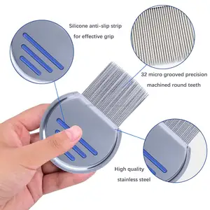 Metal Lice Comb Anti Louse Stainless Steel Metal Head Lice Comb For Kids Nit Free Nit Comb With Laser Welding
