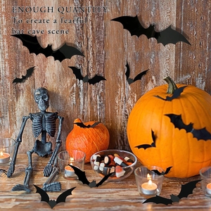 Decoraciones de Halloween para Interiores y Exteriores, Murciélagos 3D de PVC Reutilizables, Decoración de Pared, Artículos para Fiestas de Halloween y Graduación - Product Image 4