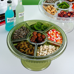 Plateau à fruits haut et moderne avec couvercle, en plastique vert transparent, multifonctionnel, avec compartiments pour bonbons, pour usage domestique - Product Image 2