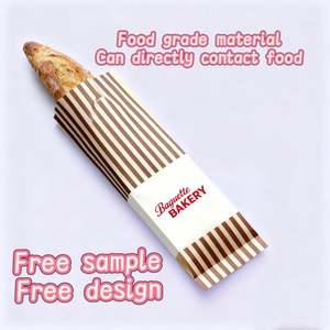 Sacs en papier kraft brun personnalisés avec logo imprimé, résistants à la graisse, pour emballage alimentaire, baguettes longues et gâteaux - Product Image 2