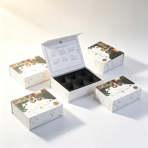 Boîte cadeau haut de gamme personnalisée en cristal magnétique avec insert à 6 compartiments et impression ciel étoilé pour bijoux, crème pour les yeux, aromathérapie - Product Image 1