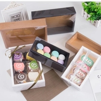 Bonne boîte d'emballage cadeau en papier Kraft boîtes à gâteaux pour biscuits et bonbons de fête de mariage avec fenêtre en PVC transparent affichage de tiroir délicat