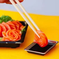 Assiette de sauce soja à sushi en plastique de conception japonaise argentée et noire