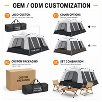 Carpa de Camping Pop-Up para 8-10 Personas, 430*300*190cm, Montaje Automático, Dos Habitaciones, Tipo Cabaña Familiar, Impermeable, Oxford, Toldo Extendido para las Cuatro Estaciones
