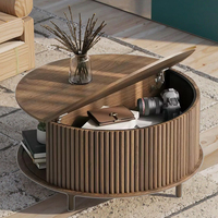 Meubles de luxe en forme de noyer, table basse centrale moderne, adaptée aux salons et aux cafés, avec espace de rangement.