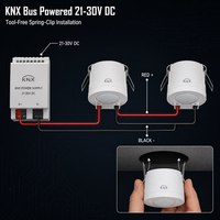 Mini capteur de mouvement PIR KNX de type rideau à quatre éléments avec portée de détection de 6 m, DC 21-30 V, IP20, faible consommation 10 mA pour les chambres d'hôtel