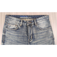 Jean en denim délavé de haute qualité, écologique, style hip-hop, coupe slim, taille mi-haute, avec rivets et broderies pour homme