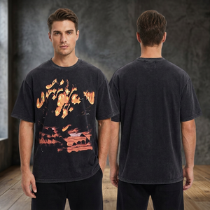 Cross-Border New American Street Hip-Hop 280 Grams Cotton Retro Casual Cartoon Short Sleeve Breathable Screen Printed T-Shirt - Product Image 5