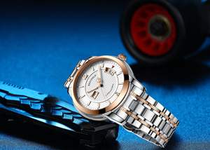 Dual calendar automatic mechanical watch <b>waterproof</b> stainless steel <b>wristwatch</b> business watch men's sports watch - Product Image 3