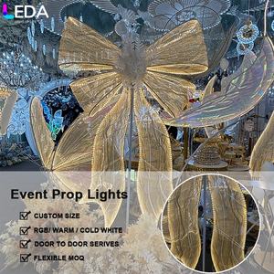 LEDA Semi Transparente Luz Oro Bowknot Decoración LED Road Lead Stand para pasillo Decoración de la boda - Product Image 2