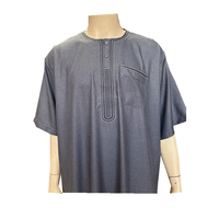Qamis Homme Grande Taille Respirant à Manches Courtes Style Islamique Marocain Jubbah Kaftan Coton Arabe pour Prière Ramadan Aïd Été