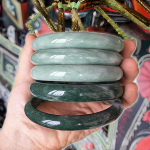 Bán buôn 54-64mm Ngọc xanh phong cách Trung Hoa Vòng tay thời trang Món quà tốt nhất Vòng tay đá tự nhiên dành cho phụ nữ và nam giới - Product Image 3