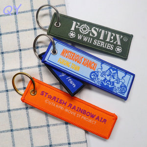 QY Customized Colorful Fabric Embroidered Woven Hangtag Key Chain Label <b>Custom</b> Logo Fashion Embroidery <b>Keychain</b> - Product Image 6