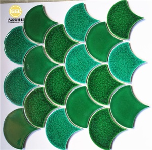 Piastrelle in Ceramica a Mosaico Verde Moderno Effetto Squama di Pesce, Piastrelle in Porcellana per Hotel, Bagno, <span class=keywords><strong>Cucina</strong></span>, Pavimenti e Pareti Interne - Product Image 4