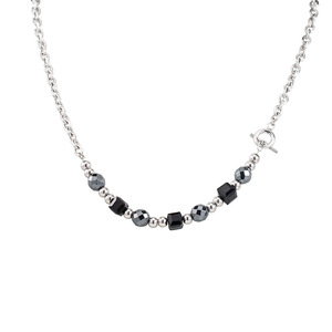 Geometric Beaded Necklace Black Faceted Cube And Ball <b>Titanium</b> Steel <b>Chain</b> For Men And Women Fashion Jewelry XYN0130 - Product Image 5