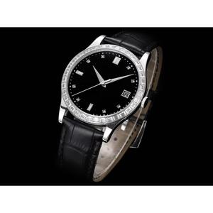 Montre mécanique de luxe automatique Drioshipping de haute qualité avec mouvement 324, lunette sertie de diamants et calendrier, pour femmes et hommes, en cuir de vachette - Product Image 2