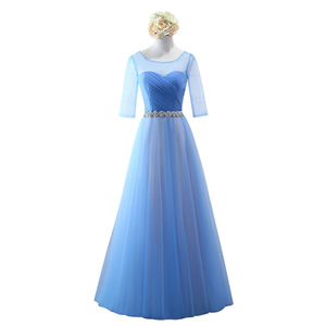 Bridesmaid Dresses Long Blue Tulle Sweetheart Neckline Evening Gowns For Wedding Reception Size 12-14 - Product Image 4