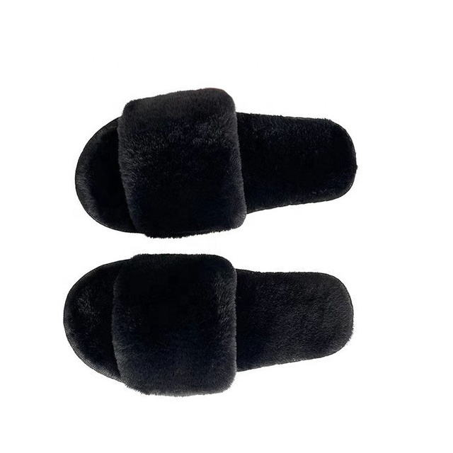 One Strap Custom Labels Warm Winter Fluffy Indoor Slippers Men Women Anti slip Plush Shoes Home Bedroom One Strap