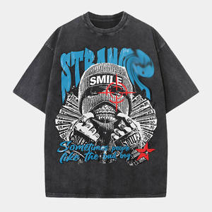 Entrepôt local américain : T-<span class=keywords><strong>shirt</strong></span> graphique lavé « Strang Smile Sometime People Like the Bad Boy » multicolores, design personnalisable - Product Image 1