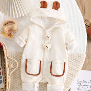 Conjunto de Ropa para Bebé de Primavera y Otoño, Nuevo Estilo, para Niños y Niñas, 100% Algodón, Doble Capa, Acolchado, con Capucha - Product Image 1