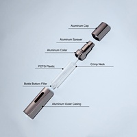 Flacons de parfum en aluminium rechargeables gris bronze de 5 ml à double fond transparent, mini atomiseurs vides