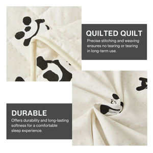 Schattige <span class=keywords><strong>Panda</strong></span> Patroon Quilt Set 4-delige Bedrukte Dieren Beddengoed Geweven 100% Polyester Voor Slaapkamer Quilts & Sets - Product Image 4