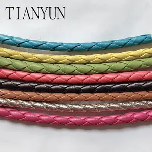 5mm in 6strands Round braided fake leather cord for belt