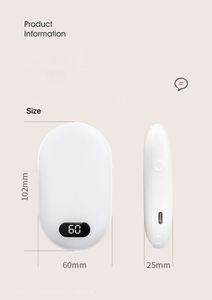 Calentador de Manos Portátil Recargable por USB con Pantalla de Temperatura, Mini Cargador Móvil, Baterías Externas, OEM ODM - Product Image 4