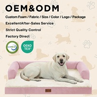 Fabricant de lits pour chiens sur mesure, canapé orthopédique imperméable en velours cristal pour animaux de compagnie, vente en gros, lit en éponge à haute soutien 28D 35D, usine OEM