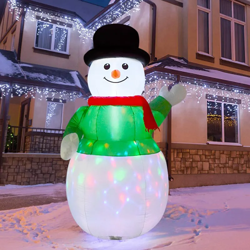 7FT Inflated Snowman with Scarf & Gloves, Xmas Blow Up Inflatable Porch Decorations
