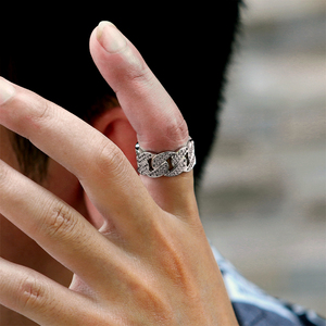 Thời Trang Cuba Vòng Người Đàn Ông Bạc 925 Hip Hop Moissanite Vòng Cuba Liên Kết Vòng Moissanite Bạc Nhẫn Cho Nam Giới - Product Image 3