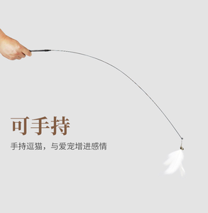 Kangdarpet Hot Selling Sucker Wire Feather Teaser Toy Cat Stick Long <b>Rod</b> with Bell - Product Image 6