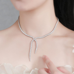 Mới Phổ Biến Bạc 925 Ban Đầu Tổng 10 Carat Brilliant Cut Kim Cương Kiểm Tra Quá Khứ 3Mm D Màu Vvs1 Moissanite Vòng Cổ Cho Phụ Nữ - Product Image 1