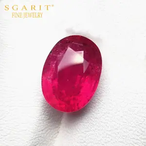 SGARIT 고품질 타원형 절단 붉은 보석 제조 6.67ct rubellite 전기석 느슨한 돌