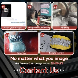 Maßgefertigter Zahnschmuck Grillz VVS Moissanit Diamant Zahn-Grillz 10k 14k 18k Gold Silber Iced-Out Grillz für Zähne - Product Image 3