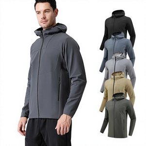 Custom Men's Hooded Softshell Jacket Waterproof Windproof Breathable Quick <b>Dry</b> Outdoor Hiking Sports <b>Coat</b> Fleece Lined Front - Product Image 4