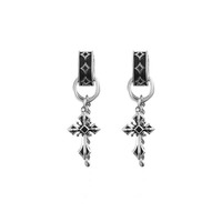 Boucles d'oreilles unisexes style punk vintage à longue chaîne, motif croix sculpté unique, design cool, ornements d'oreille à piercing, vente en gros