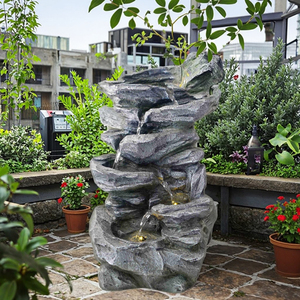Ornement d'oiseau en verre d'<span class=keywords><strong>extérieur</strong></span> de luxe moderne Grandes fontaines d'eau en cascade en <span class=keywords><strong>béton</strong></span> Piquet de jardin solaire avec moules d'art de cour en résine - Product Image 2