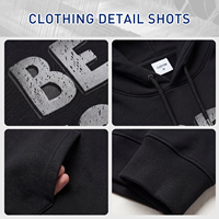 Sweat-shirts pour hommes avec logo personnalisé, noirs, épais, à capuche, surdimensionnés, impression 3D en relief, sweats de sport, streetwear, fabricant