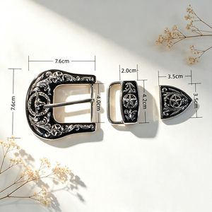 Hebilla de cinturón de 38 mm con diseño de cabeza de toro y estrella del Oeste de Texas, juego de 3 piezas de hebillas de pasador, accesorios de cinturón de vaquero vintage fundidos a presión - Product Image 1