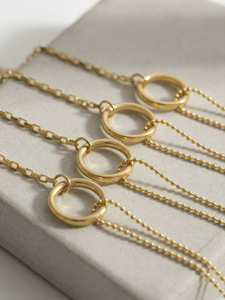 French Style Geometric Circle Linked <b>Bracelet</b> Stainless Steel Minimalist Ladies <b>Bracelet</b> 18K Gold Plated Jewelry - Product Image 6