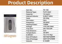 OEM Ondersteuning 16 Trays RVS Voedseldroogmachine Zonne-energie Fruitdroger Dehydrator Zonne-energie Groentedroger Leverancier