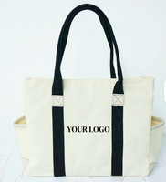 Sac fourre-tout en toile de coton réutilisable et écologique, personnalisable avec logo, faible MOQ, multi-poches, idéal pour le quotidien