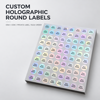 Autocollants holographiques en PET pour les nécessités quotidiennes en vrac, impression holographique, découpe, étiquette d'emballage ronde